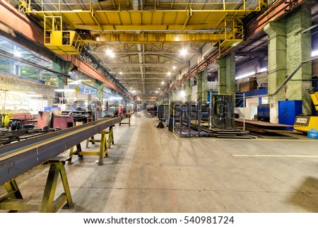 Workshop on production of handling removable devices. The welding department. Royalty-Free Stock Photo #540981724
