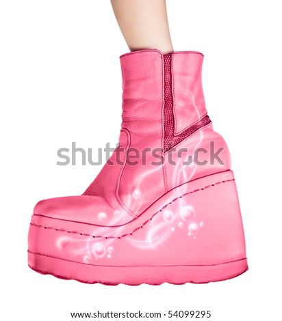 Pink boots isolated on white background