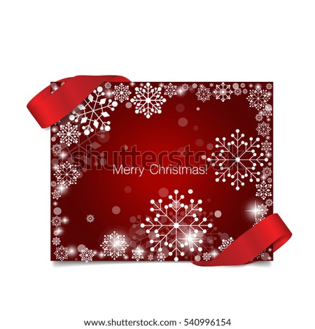 Merry Christmas Greeting Card with snowflakes, vector illustration.