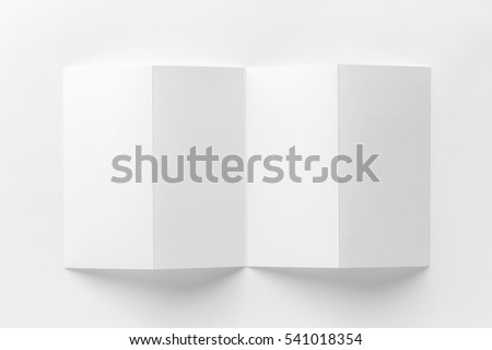 Mockup of opened four fold brochure isolated at white background