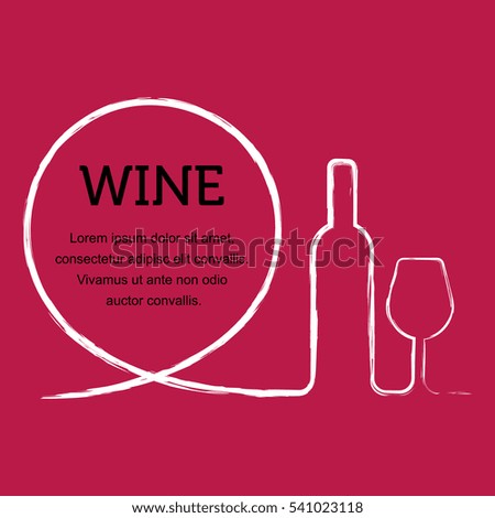 Vector poster template with icons of a wine bottle and a glass