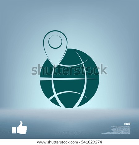 pin on globe icon vector illustration