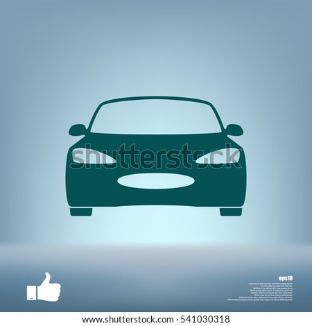 Flat paper cut style icon of a car. Vector illustration