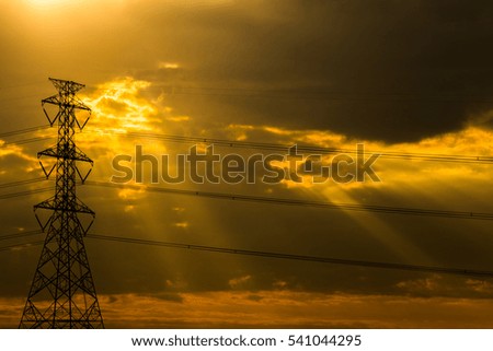 electric pole at sunset 