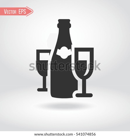 Champagne bottle explosion sign simple icon on background