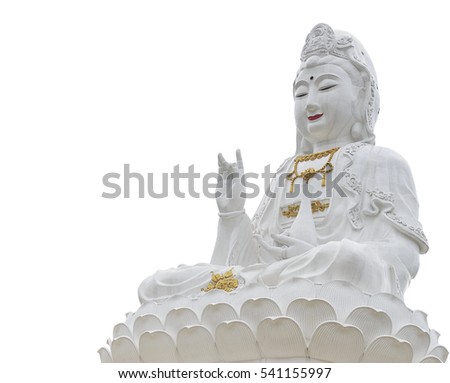 Kuan Yin buddha isolated on white background with clipping path