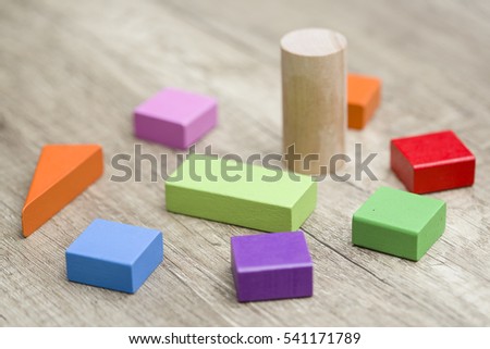 Different wood shapes in colors
