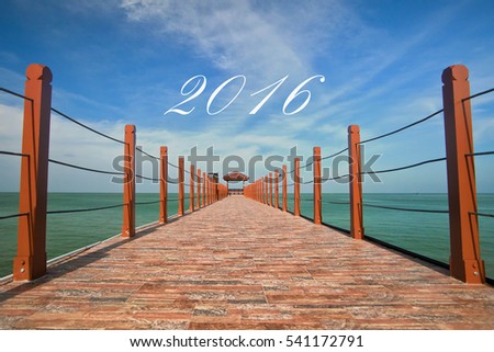 Beautiful blur landscape background with word " 2016 "