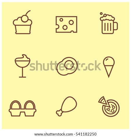 Food brown line icons 