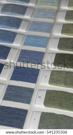 Textile color swatch made from cotton for fashion designers