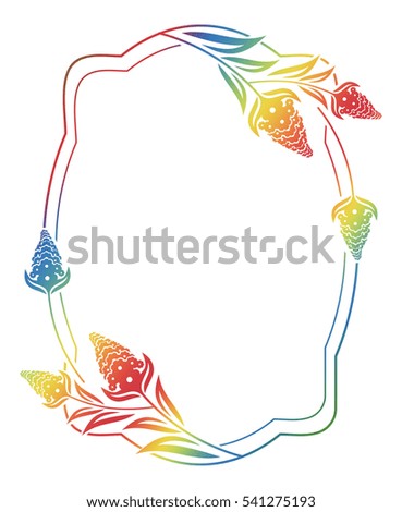 Beautiful floral frame with gradient fill. Color silhouette frame for advertisements, wedding and other invitations or greeting cards. Raster clip art.