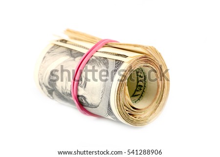 rolled into a tube bundle of paper dollars and drag a rubber band 