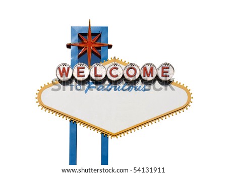 Famous Welcome to Las Vegas sign with text blanked out.