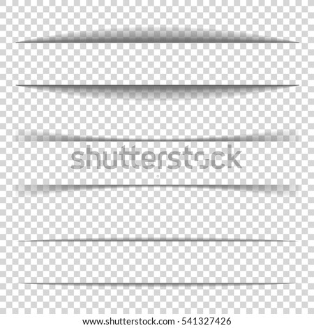 Page divider. Transparent realistic paper shadow effect set. Web banner. Element for advertising and promotional message isolated on background. Vector illustration for your design, template and site. Royalty-Free Stock Photo #541327426