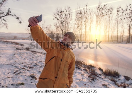Selfie Man on the lake