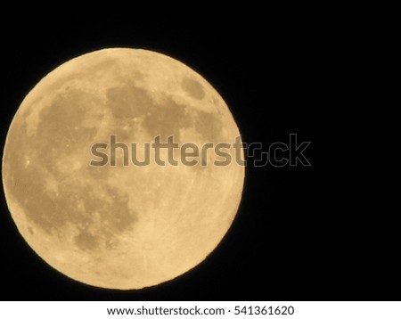 Yellow full moon on the dark night, lunar on dark night sky