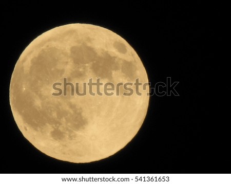 Yellow full moon on the dark night, lunar on dark night sky