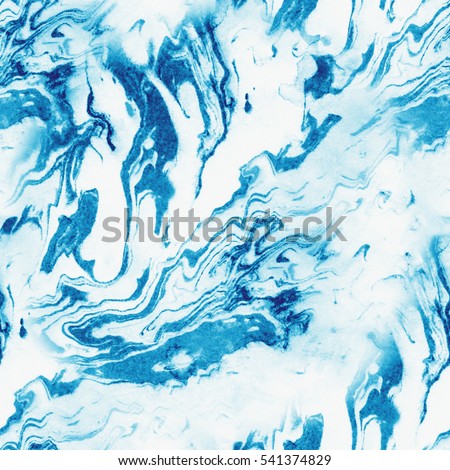 Abstract seamless pattern. Marble blue art background texture.