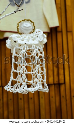 Christmas tree top. Handmade knitted lace angel