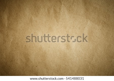 Old color paper scroll crumpled texture in raw white table top ancient soft flat card background. Pattern bacground surface pale parchment image cardboard parched recycle earth tone theme. Royalty-Free Stock Photo #541488031