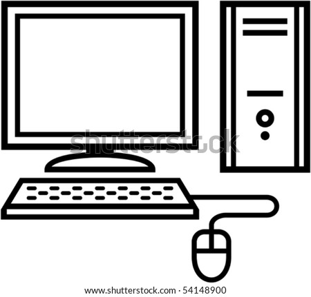 Home computer icon - vector illustration