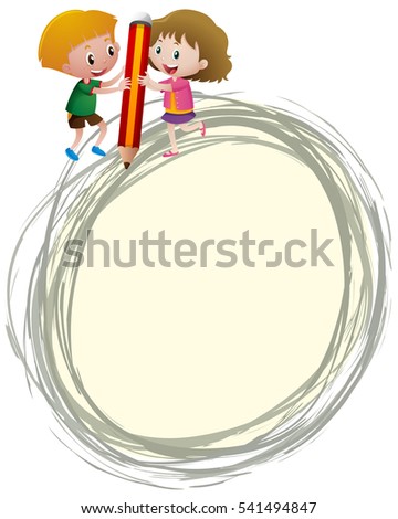 Boy and girl with circle template