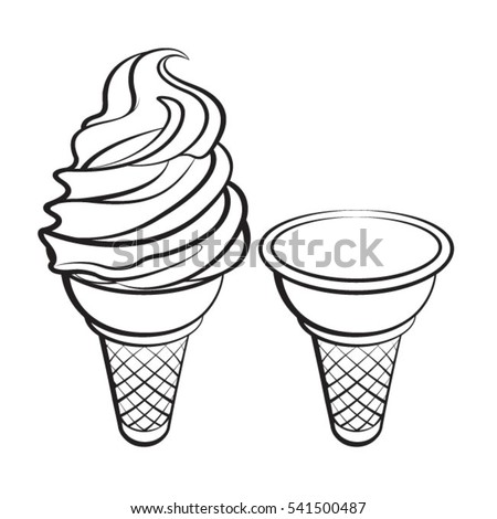 ice cream in black outline-vector drawing