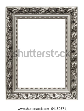 Silver art frame isolated on white background