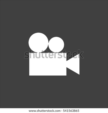 Retro cinema icon flat. Vector white illustration isolated on black background. Flat symbol