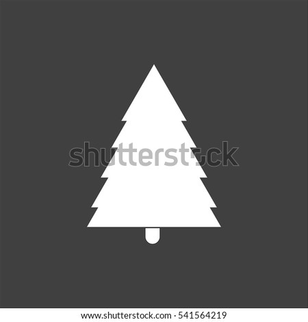 Spruce christmas tree icon flat. Vector white illustration isolated on black background. Flat symbol