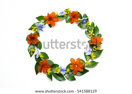Colorful Christmas tree on white background,made with flower