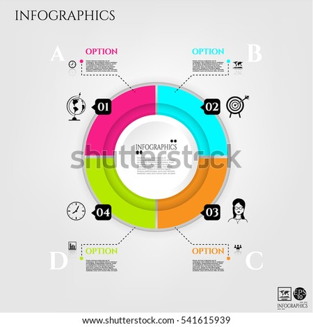 Modern, business poster with colorful graph, infograph, banners with numbers and simple gray icons, isolated on bright background, for infographics, presentations, reports, documents