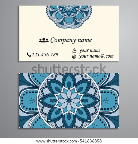 Invitation, business card or banner with text template. Round floral vector ornament. Lace. National pattern.  Islam, Arabic, Indian, turkish, pakistan, chinese, ottoman motifs.