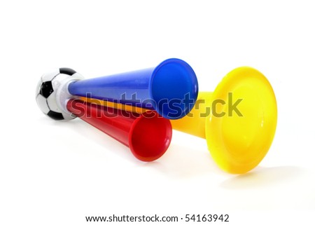 colorful football hooter on a white background Royalty-Free Stock Photo #54163942