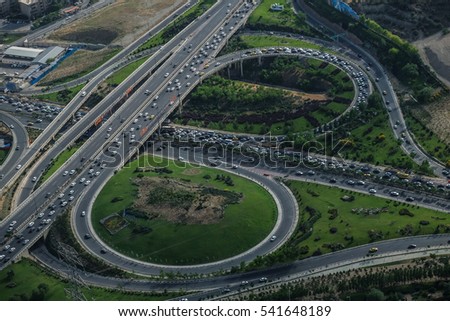 View from above at Tehran roads / Tehran circles Royalty-Free Stock Photo #541648189