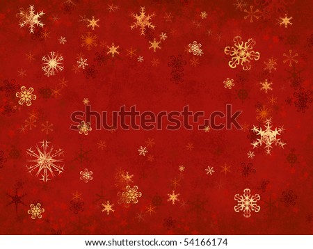 many snowflakes over red cloth, new year background