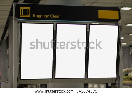 White empty signboard at airport.