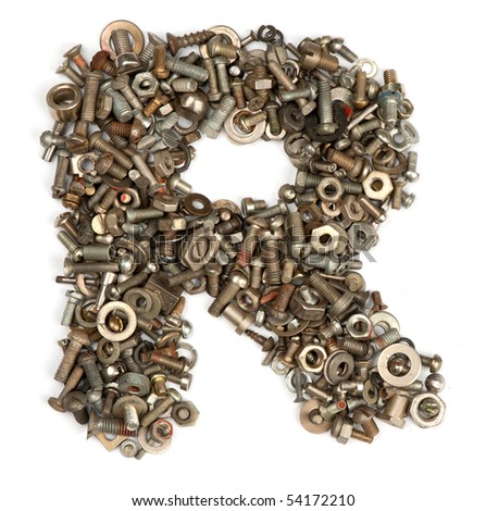 alphabet made of bolts - The letter r Royalty-Free Stock Photo #54172210
