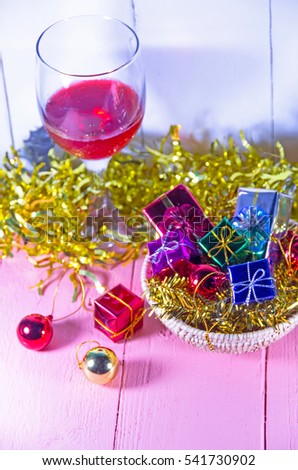 A glass of wine for celebration, decoration of party background - effect color picture.