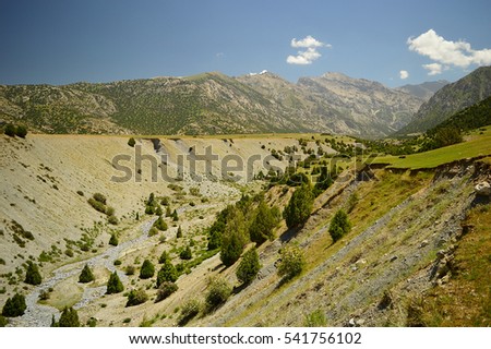 Mountain landscape, Khaidarkan area, Galuyan gorge,  Kyrgyzstan