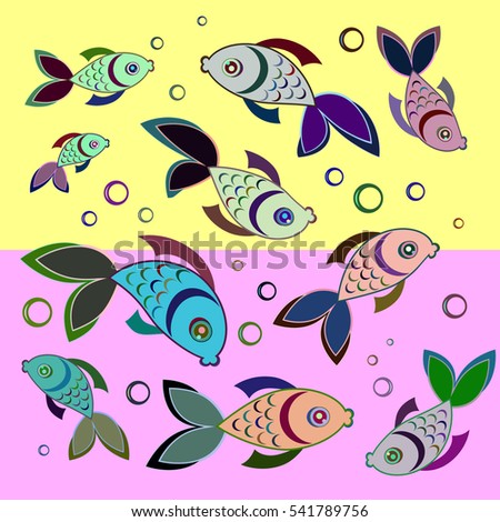 Colourful fish on a colored background.