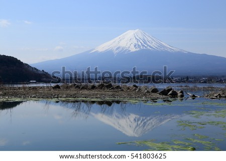 A view of Mt.Fuji with blue sky