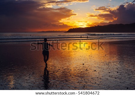 Beautiful sunset on the beach. Golden hour