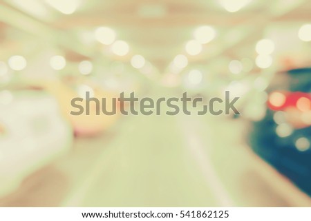 Blur image of Underground car in parking lot