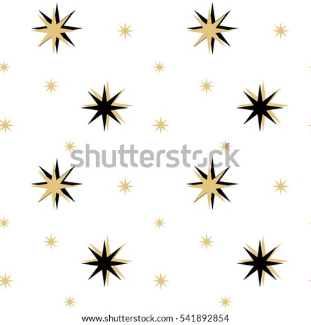 black and gold abstract seamless vector pattern background illustration with stars