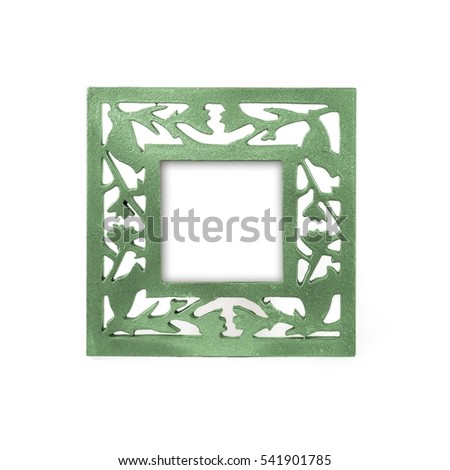 Green picture frames and paintings