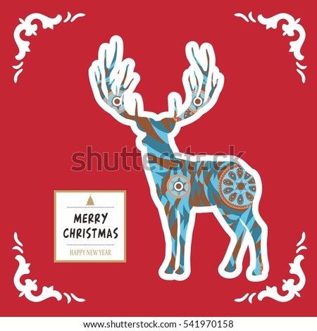 Christmas reindeer, Christmas card template