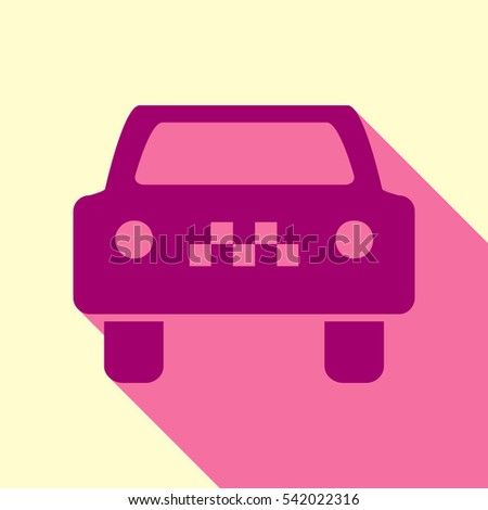 Taxi Cab sign illustration. Flirt color icon with cyclamen flat style shadow path on cream background.