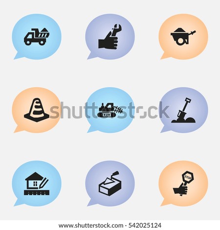 Set Of 9 Editable Structure Icons. Includes Symbols Such As Camion, Oar, Trolley And More. Can Be Used For Web, Mobile, UI And Infographic Design.