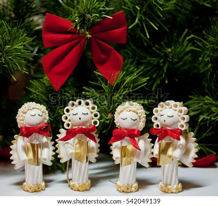 Handmade Christmas angels carolers